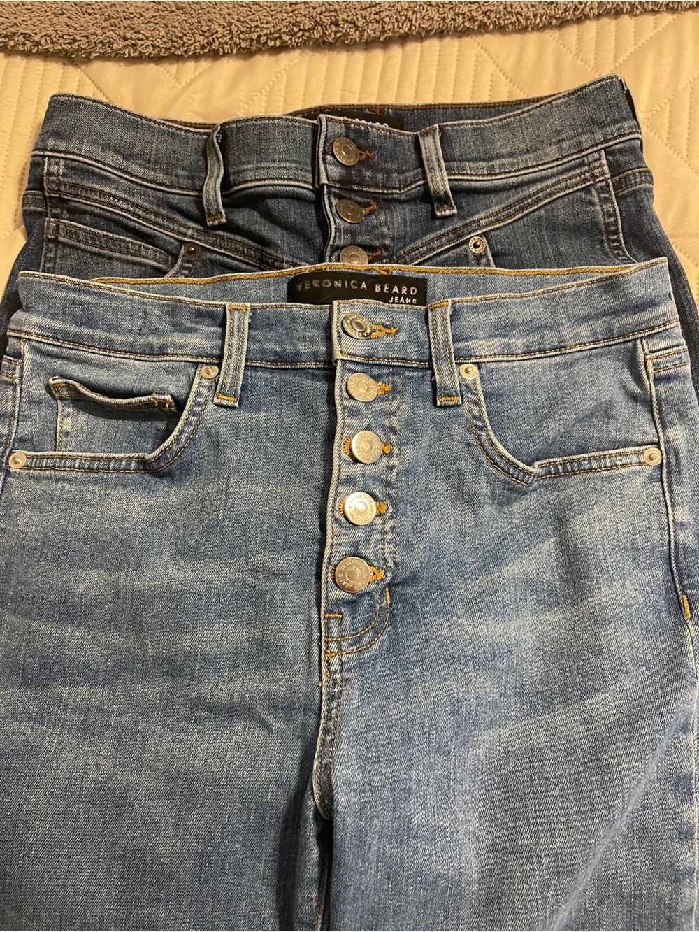 2 pair of Veronica Beard High-Rise Button-Fly Jeans (Ryleigh and Debbie styles)